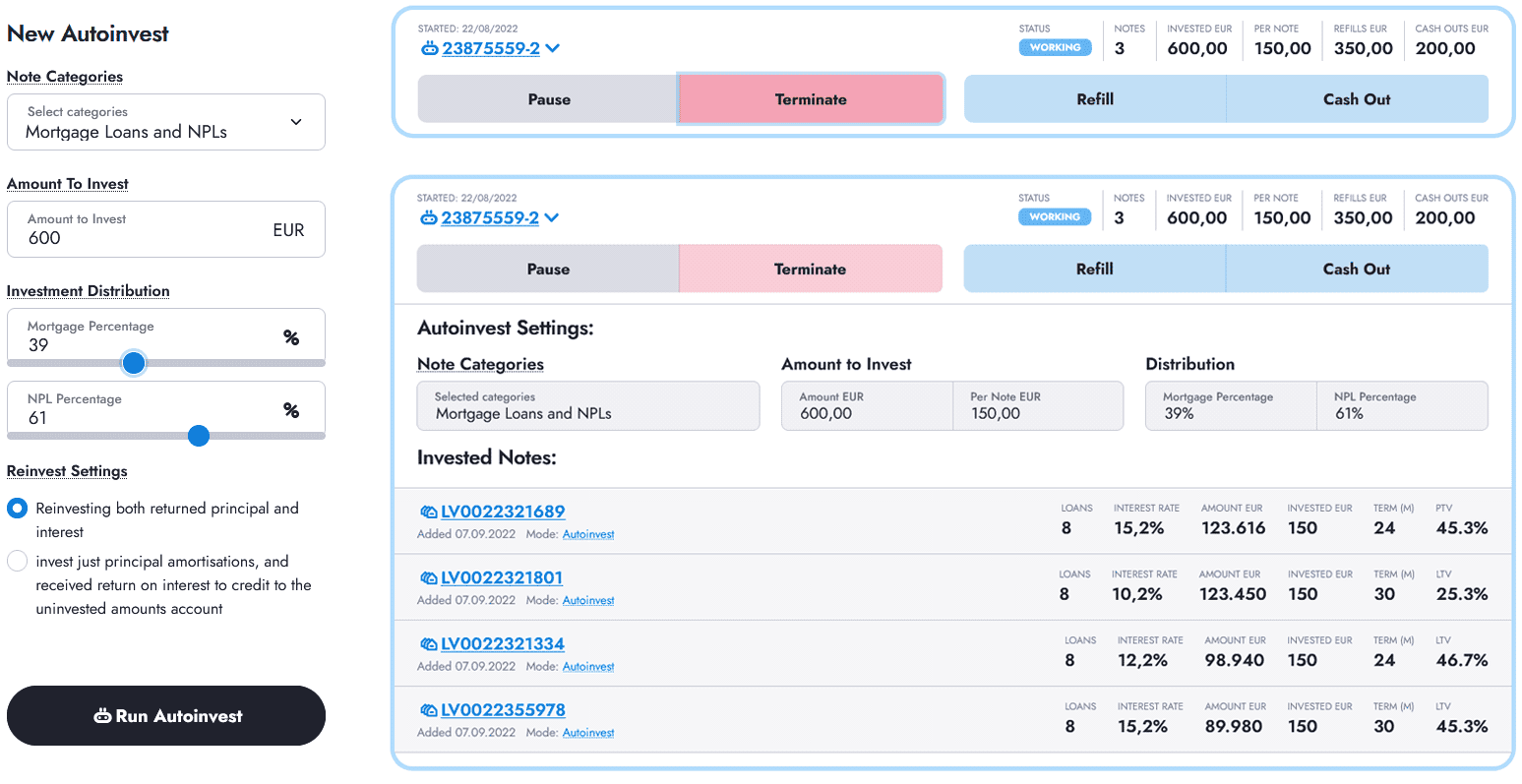 Fonction autoinvestissement sur Indemo