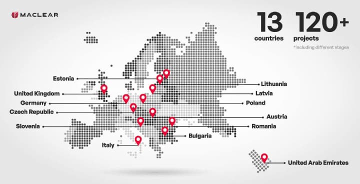 Carte des pays où il est possible d'investir avec Maclear