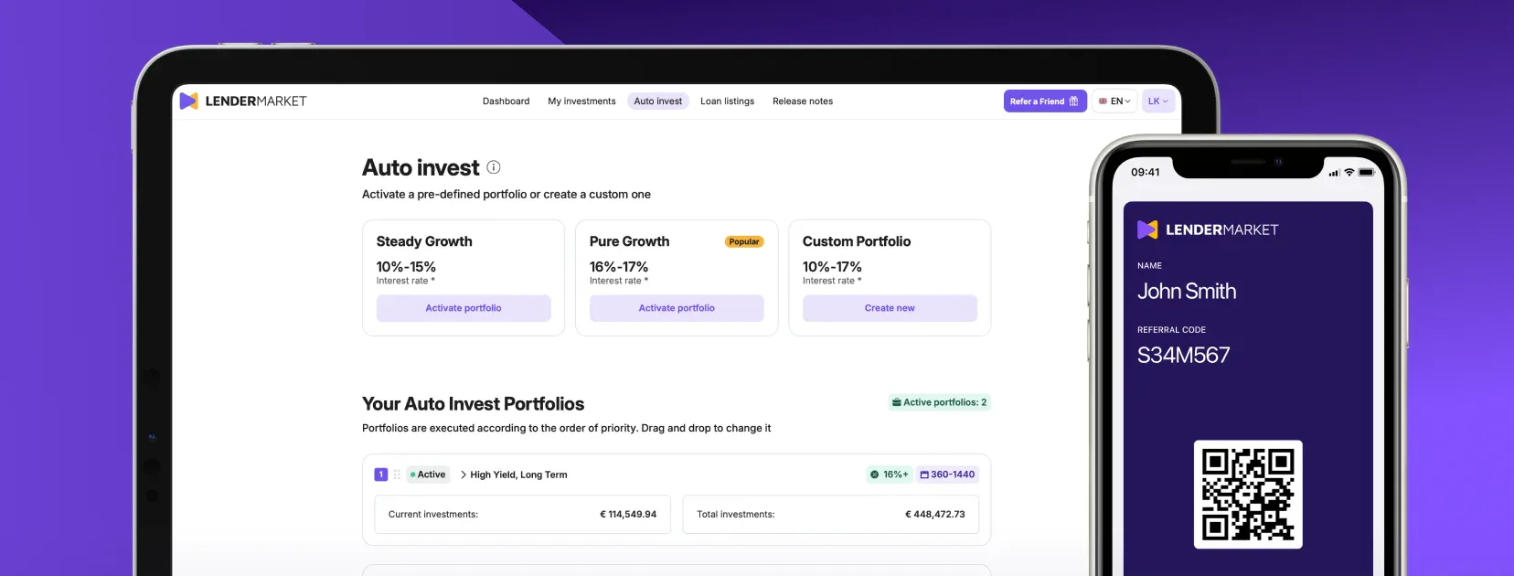 Portefeuilles Auto Invest prédéfinis sur Lendermarket