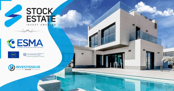 Illustration pour la plateforme de crowdfunding immobilier Stock.Estate
