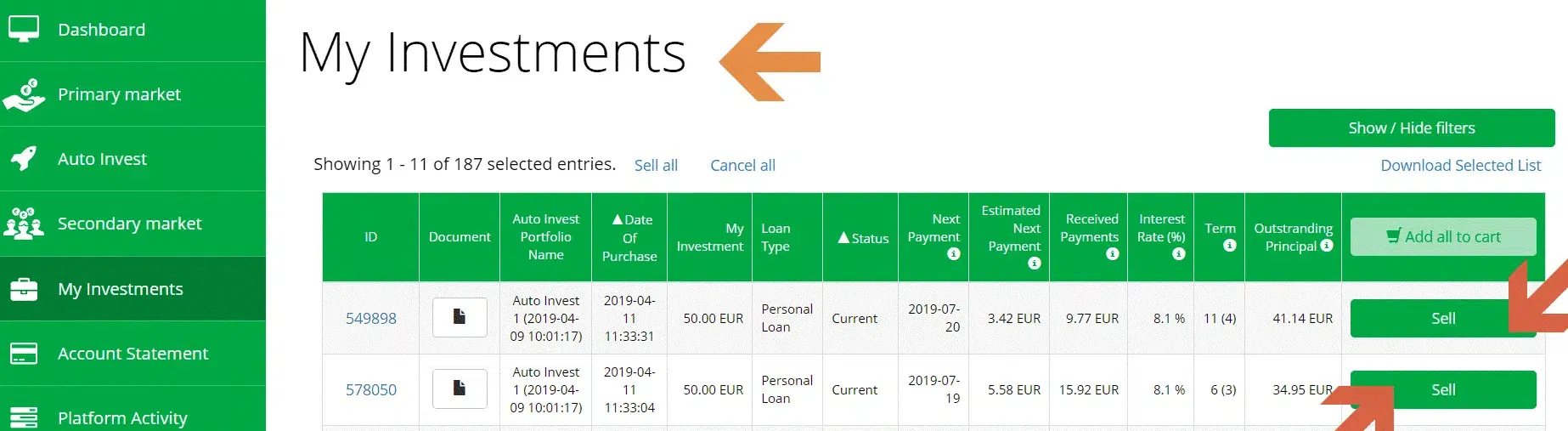 Marché secondaire sur Iuvo