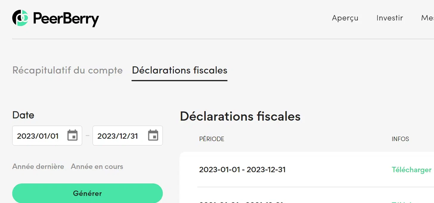 Déclaration fiscale sur la plateforme de financement participatif PeerBerry