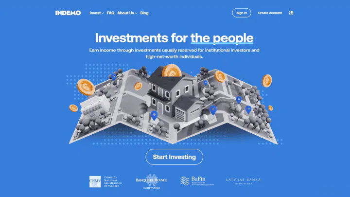 Page d'accueil du site web Indemo